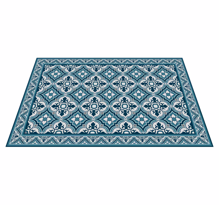Vinyl teppich fliesenoptik elegantes blau muster - TenStickers