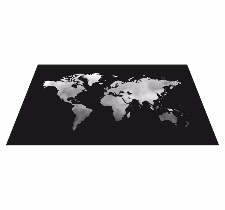 Vinyl Teppich Weltkarte grauer metalleffekt - TenStickers