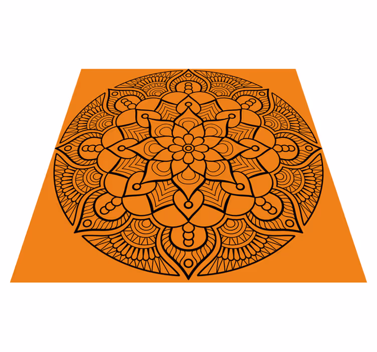 Vinyl teppich mandala in orange mandala muster - TenStickers