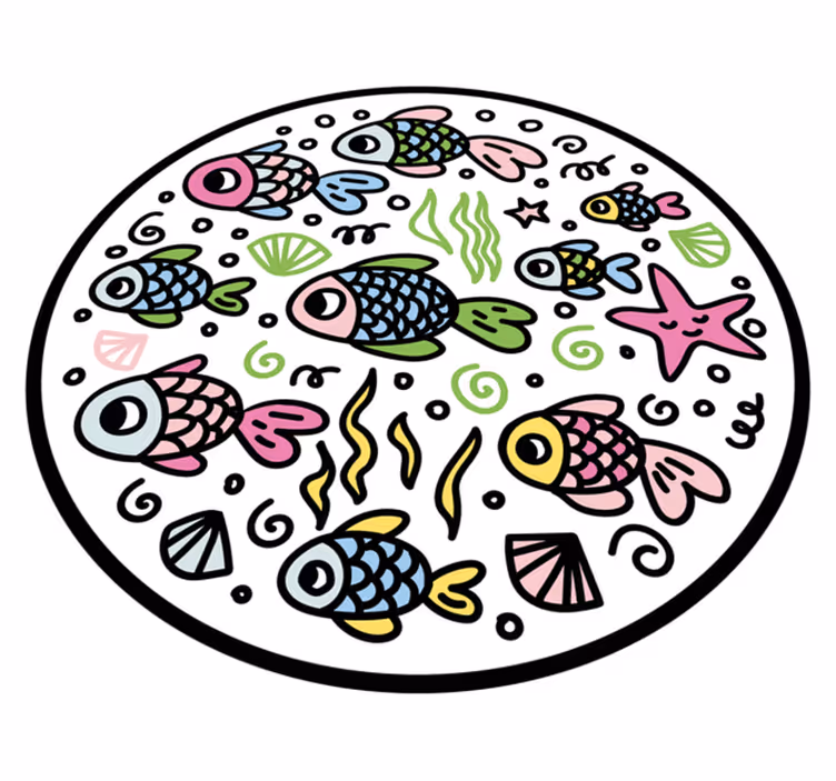 Vinyl Teppich Tiere bunte fischmuster - TenStickers