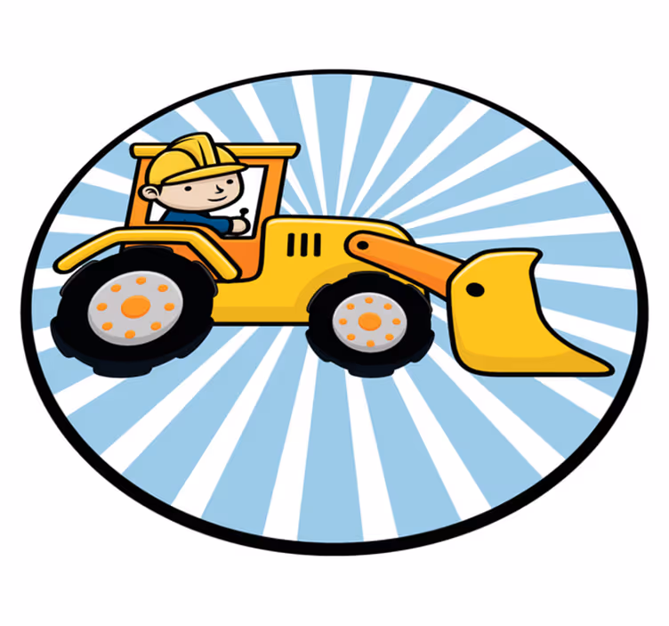 Vinyl Teppich Kinderzimmer lustiges baufahrzeug - TenStickers