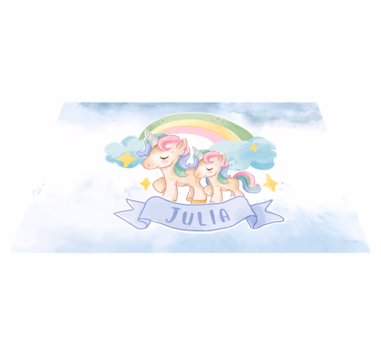 Vinylteppich kindlich einhorn-familienillustration - TenStickers
