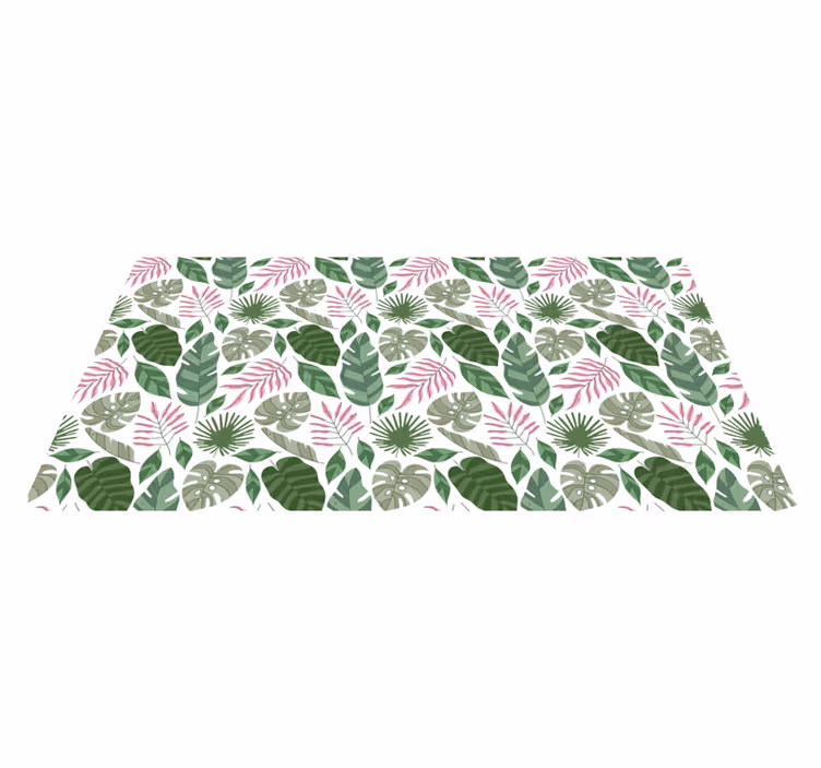 Vinyl teppich natur mit tropischen blattmotiven - TenStickers
