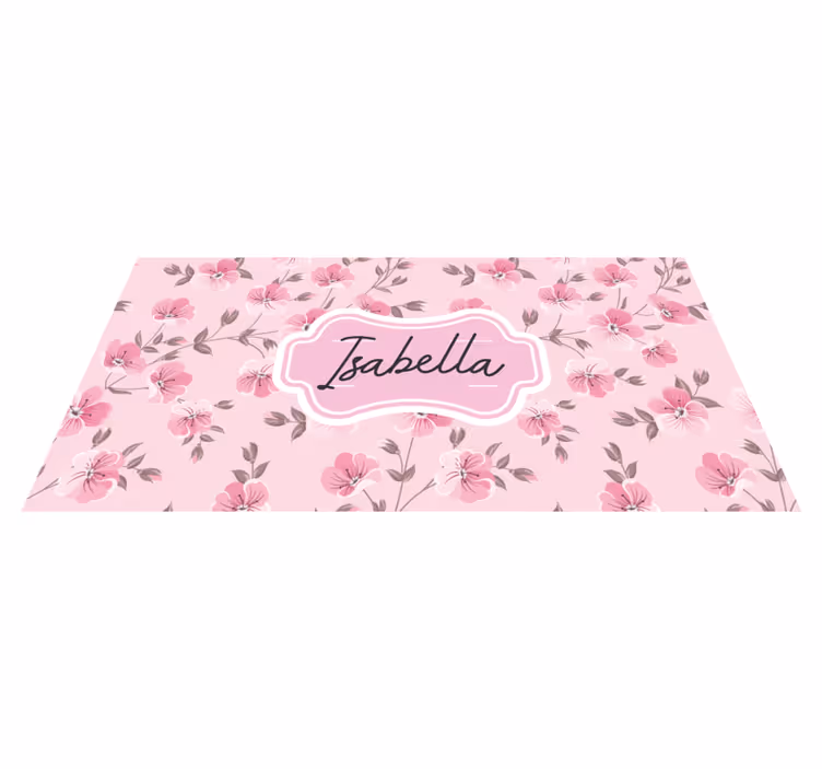 Vinyl Teppich Jugendzimmer rosa blumenmuster mit namen - TenStickers