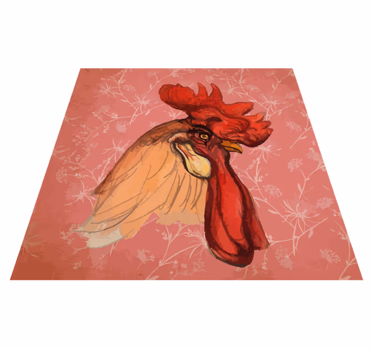 Vinyl teppich tiermuster hahn mit blumenmotiv - TenStickers