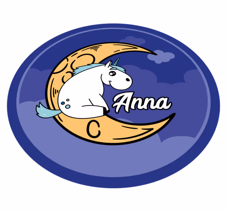 Vinylteppich kindlich einhorn auf dem mond individuell - TenStickers