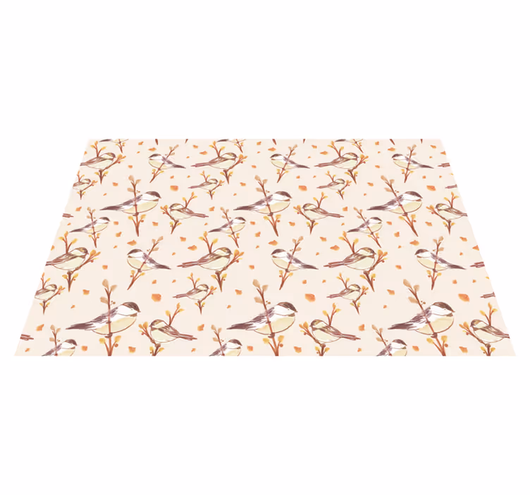 Vinyl Teppich Blumen bezaubernde vogelmotive - TenStickers