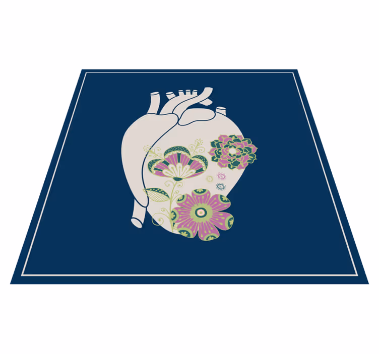 Vinyl Teppich nordisch herz blumenmuster - TenStickers