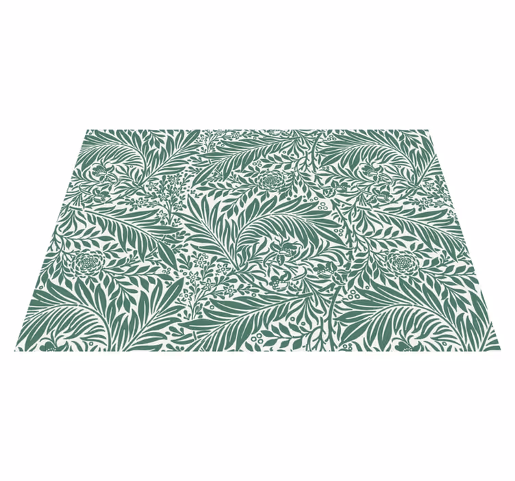 Vinyl Teppich Blumen grünes laubmuster - TenStickers