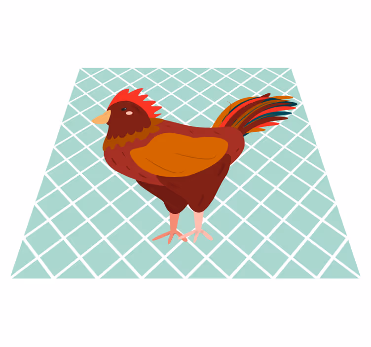 Vinyl Teppich Küche bunte hahnillustration - TenStickers
