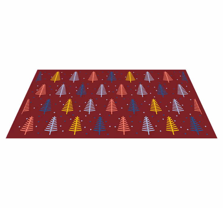 Vinyl Teppich Weihnachten rote bunte bäume - TenStickers