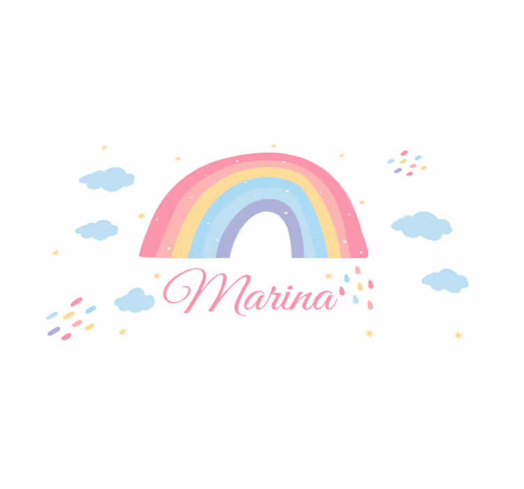 Vinyl Teppich mit Namen personalisierter bunter regenbogen - TenStickers