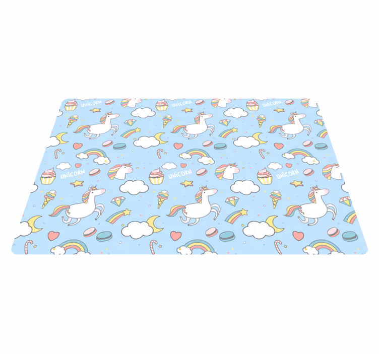Vinyl Teppich Kinderzimmer blaue einhorn-fantasie - TenStickers