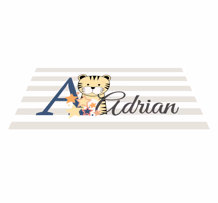 Vinyl Teppich Baby gestreiftes tigerbaby mit namen - TenStickers