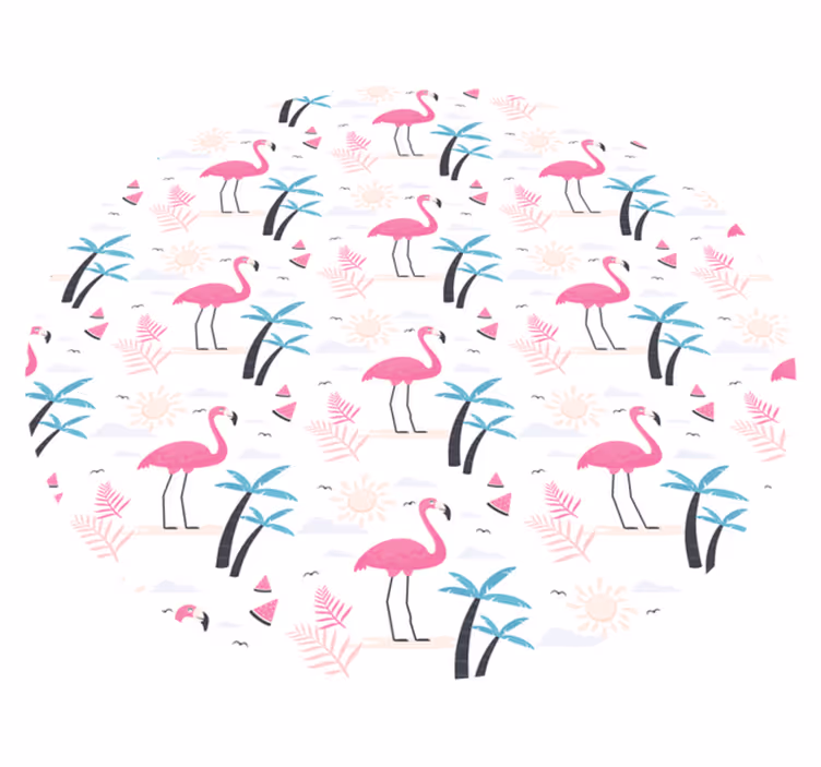 Vinyl Teppich Jugendzimmer flamingo-tropenszene - TenStickers