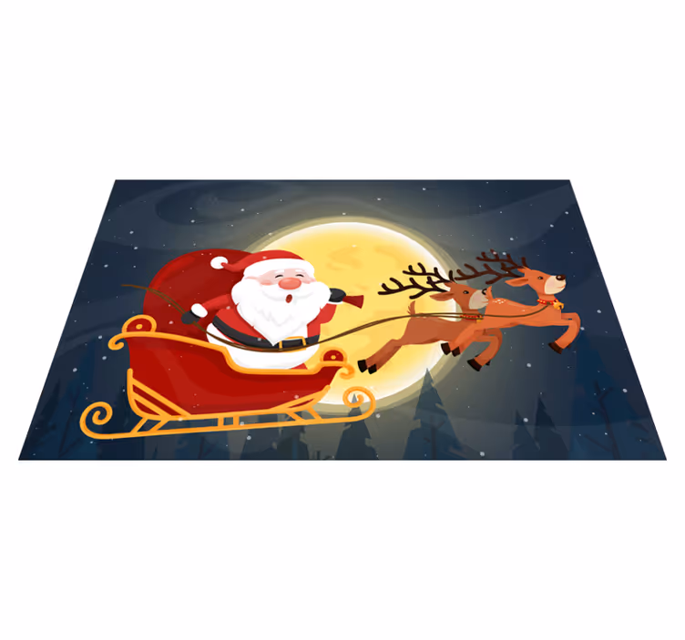 Vinyl teppich weihnachten weihnachtsmann schlittenfahrt - TenStickers