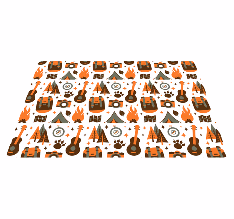 Vinylteppich kindlich abenteuer-camping-symbole - TenStickers