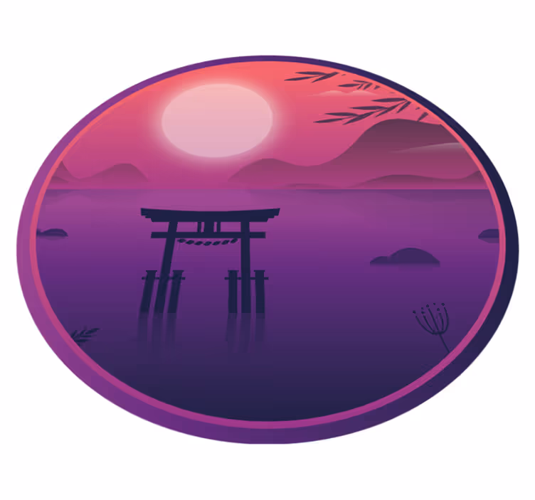 Vinyl Teppich rund ruhige sonnenuntergangsszene - TenStickers