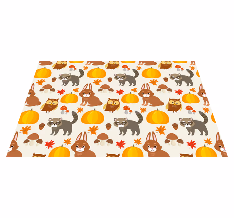 Vinyl Teppich Baby herbstliche tierfiguren - TenStickers