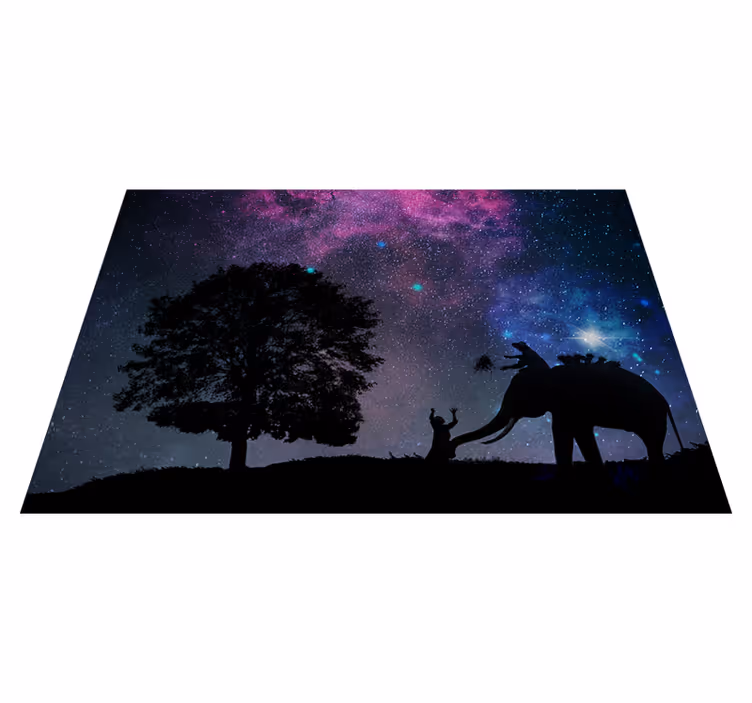 Vinyl Teppich Tiere kosmisches elefantenabenteuer - TenStickers