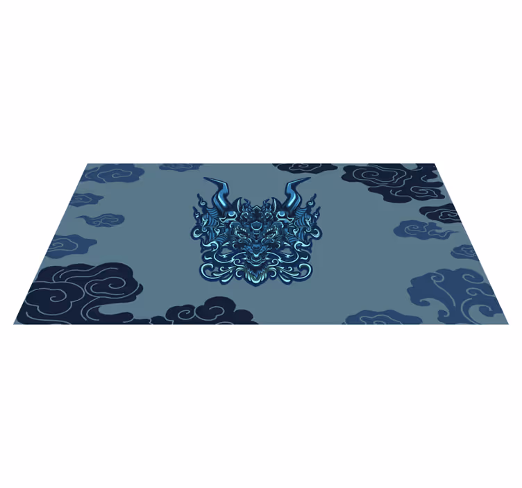 Vinyl Teppich ethnisch graues drachenmotiv - TenStickers