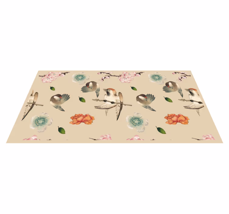 Vinyl Teppich Tiere vögel und blumen - TenStickers