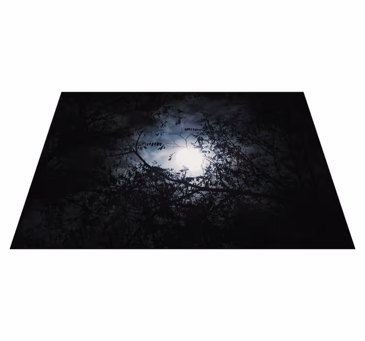 Vinyl Teppich Natur unheimlicher mondbeschienener wald - TenStickers