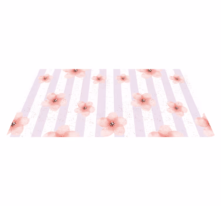 Vinyl Teppich Blumen rosa streifen - TenStickers