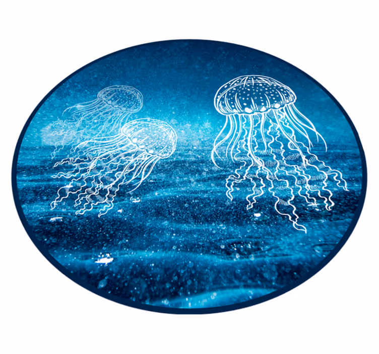 Vinyl Teppich Tiere rundes Quallendesign - TenStickers