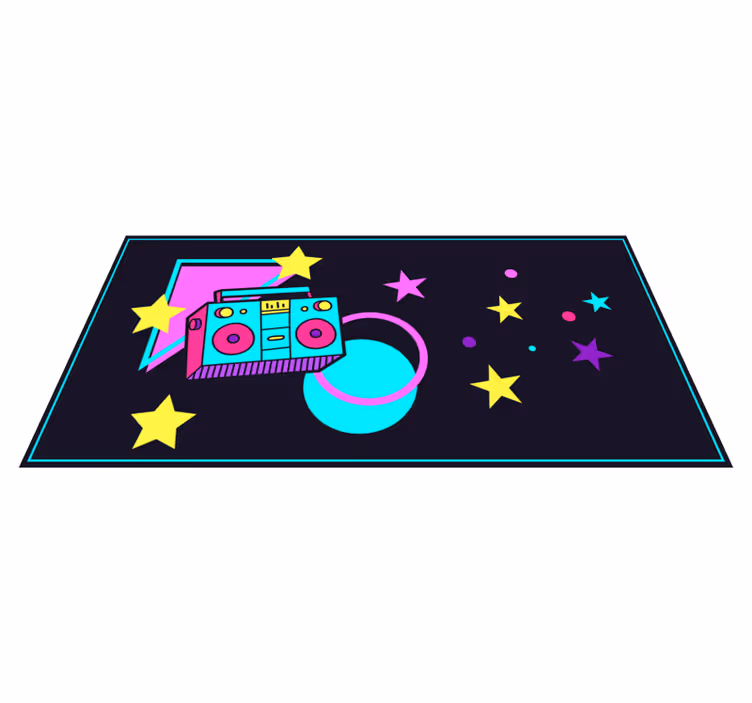 Vinyl Teppich Vintage bunte boombox-grafik - TenStickers