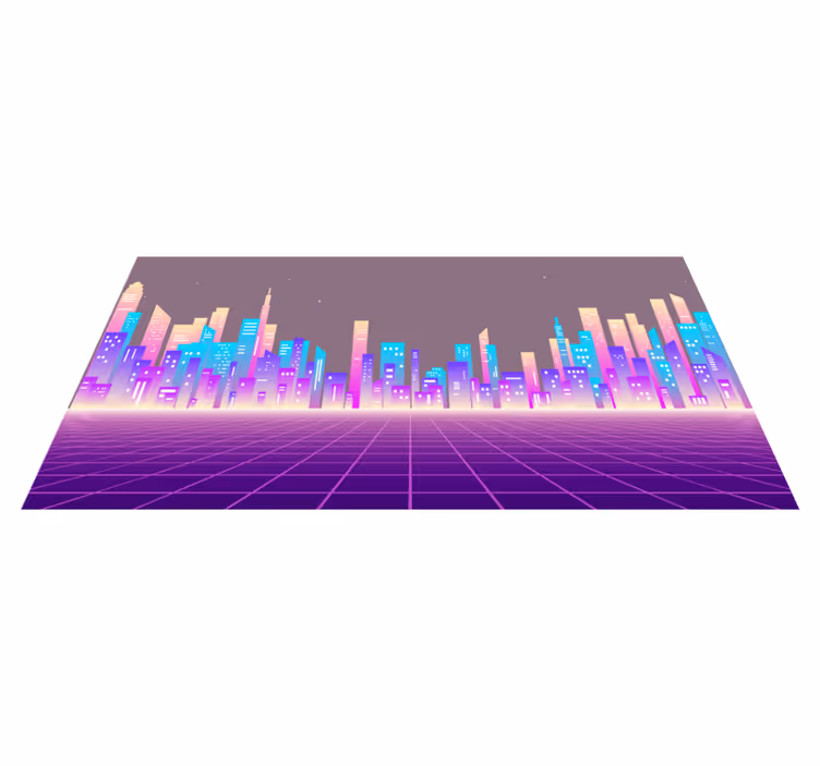 Vinyl Teppich modern neon stadtbild horizont - TenStickers