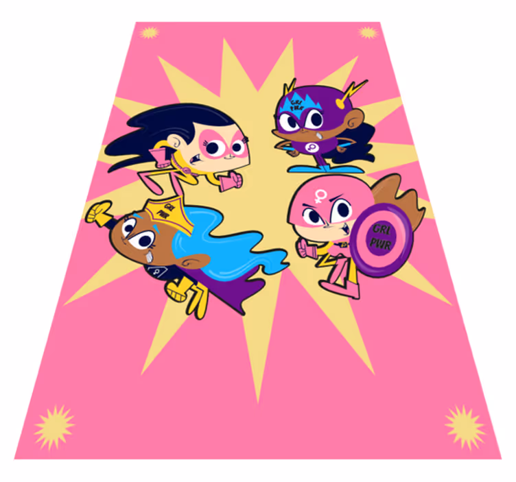 Vinyl Teppich Kinder bunte Superhelden-Figuren - TenStickers