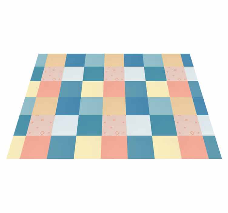 Vinyl Teppich geometrisch pastellfarbenes Schachbrett - TenStickers