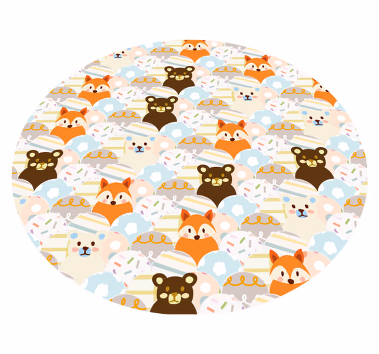 Vinyl Teppich Baby entzückendes Tiermuster - TenStickers