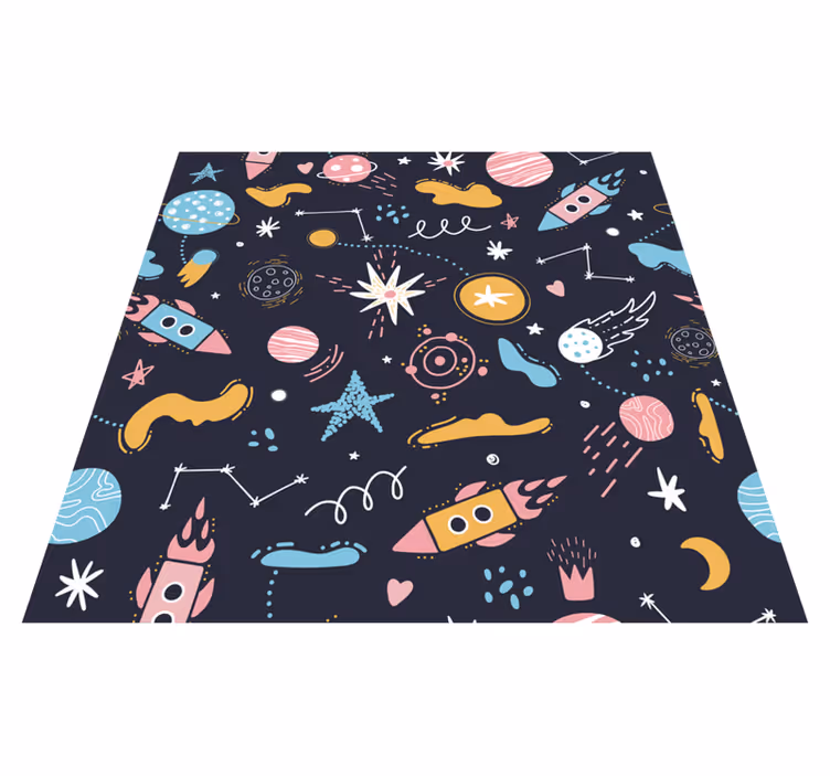 Vinyl Teppich Kinder kosmisches Weltraumabenteuer - TenStickers