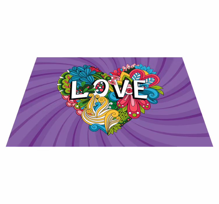 Vinyl Teppich Spruch bunte Liebesillustration - TenStickers