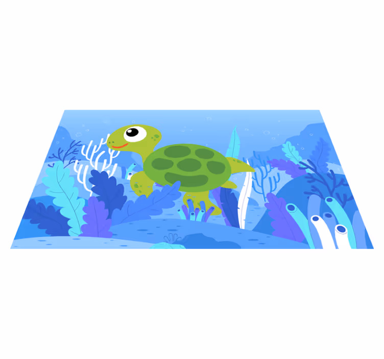 Vinyl Teppich Kinder fröhliche schildkröte seestück - TenStickers