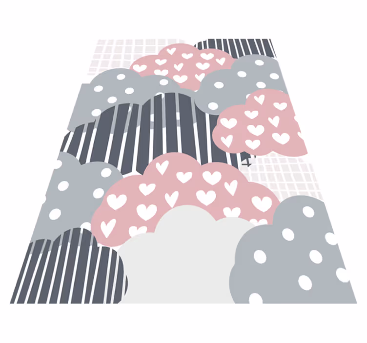 Vinyl Teppich Kinder wolkiges Herzmuster - TenStickers