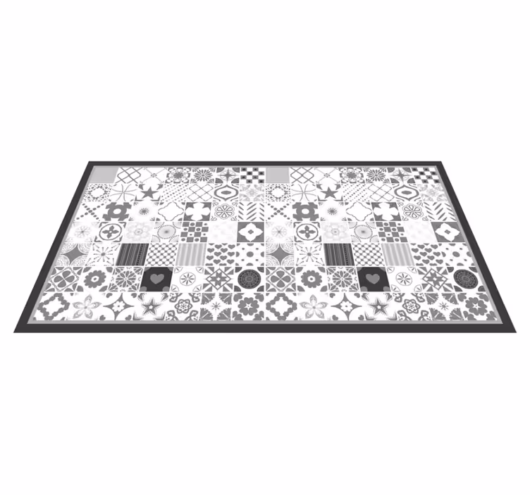 Vinyl Teppich Fliesenoptik schwarz-weißes Fliesenmuster - TenStickers