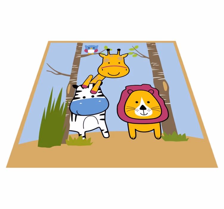 Vinyl Teppich Kinder Tier Zeichnungen - TenStickers