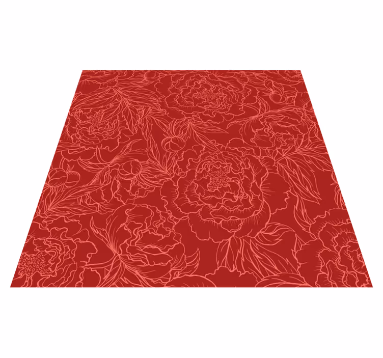 Vinyl Teppich Blumen florales rotes muster - TenStickers
