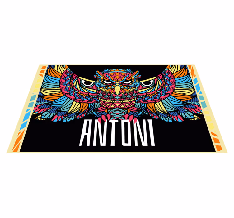 Vinyl Teppich mit Namen bunte eulenanpassung - TenStickers