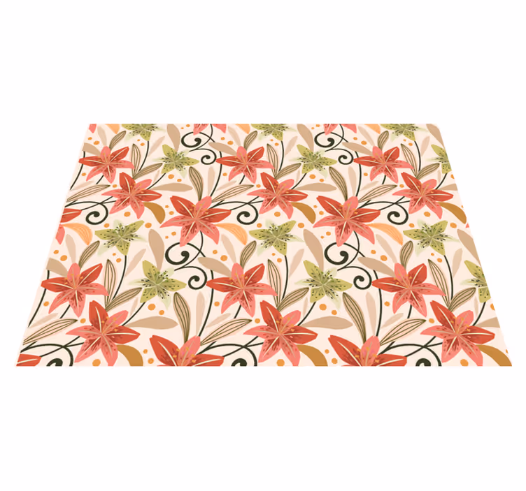 Vinyl Teppich Blumen florales wirbelmuster - TenStickers