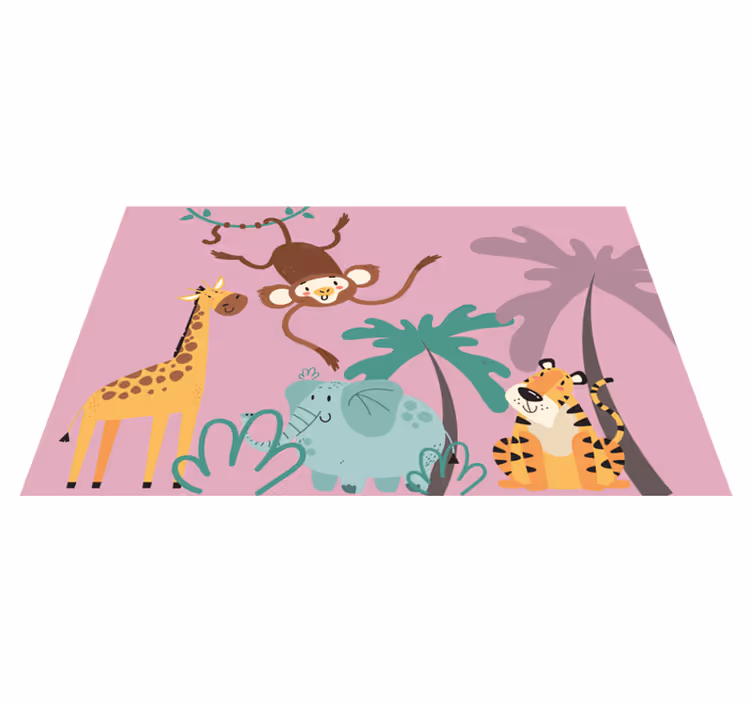 Vinyl Teppich Safari Tiere bunte Cartoon - TenStickers