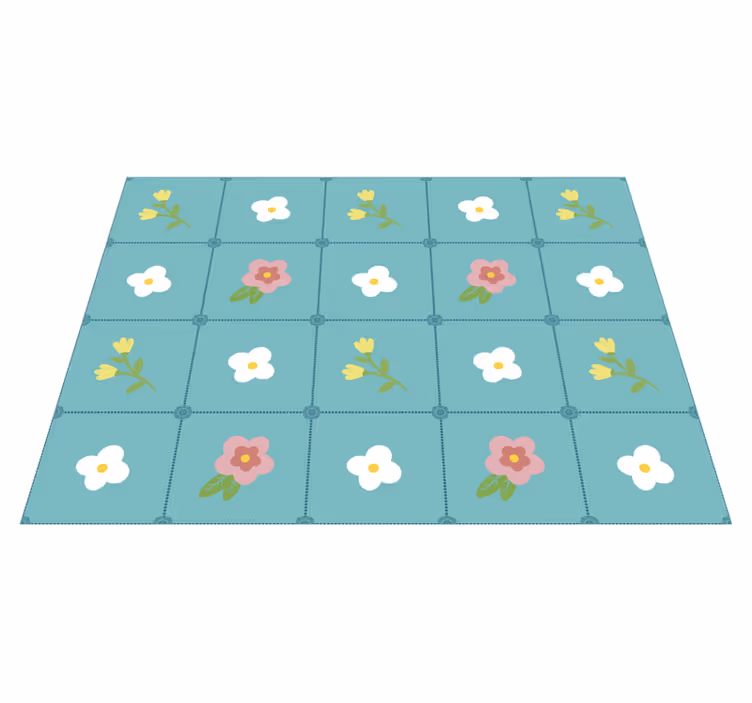 Vinyl Teppich Pflanzen blumenfliesenmuster - TenStickers