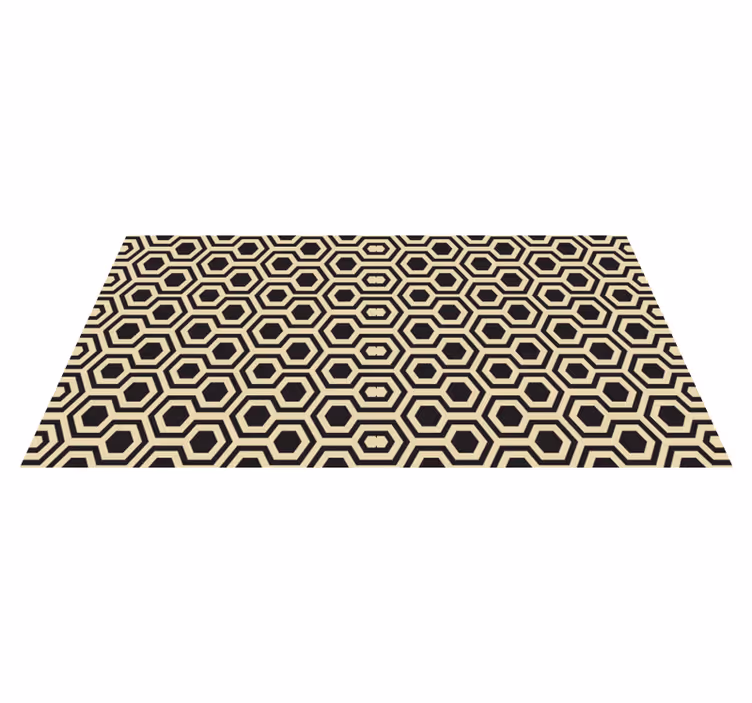 Vinyl Teppich geometrisch schwarz-goldenes Sechseckmuster - TenStickers