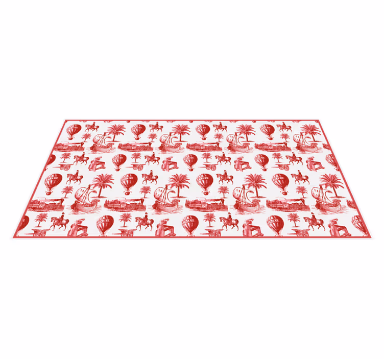 Vinyl Teppich Vintage exotische rote Tierillustrationen - TenStickers