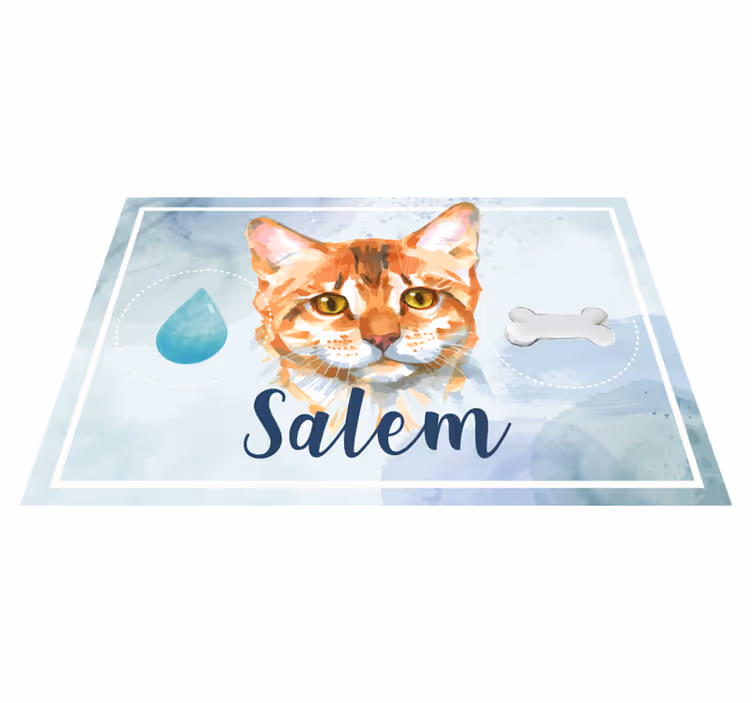 Vinylteppich Tiere Matte Katze mit Name - TenStickers