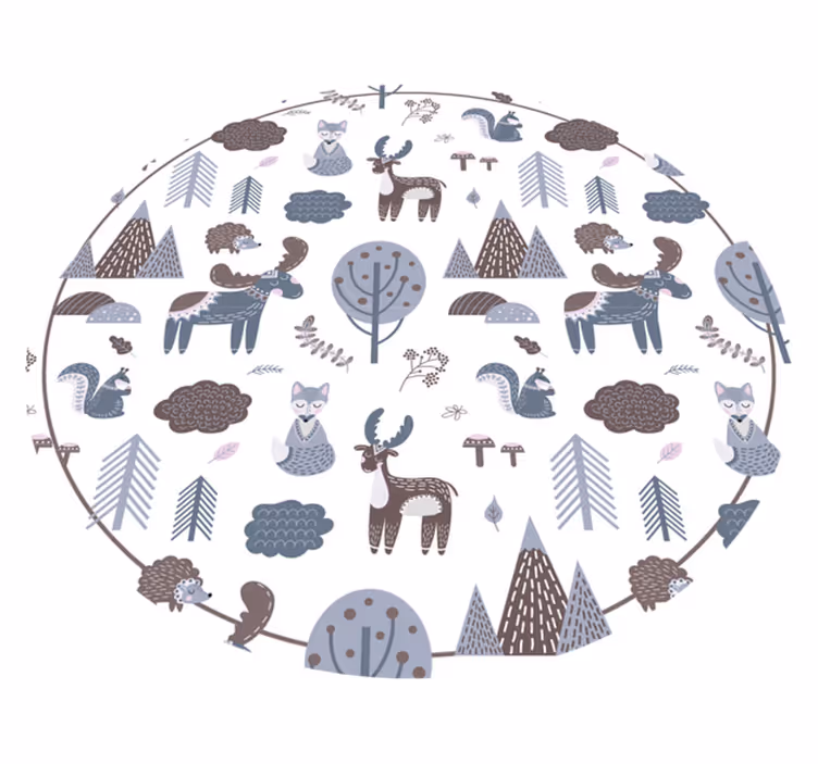 Vinyl Teppich Kinderzimmer Nordische Tierwelt - TenStickers