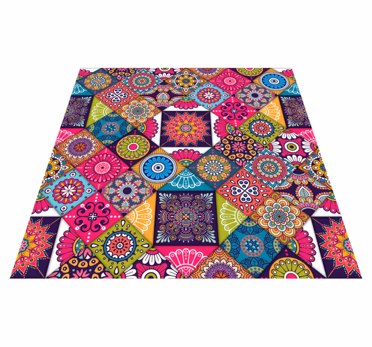 Vinyl Teppich Wohnzimmer buntes Mosaikdesign - TenStickers